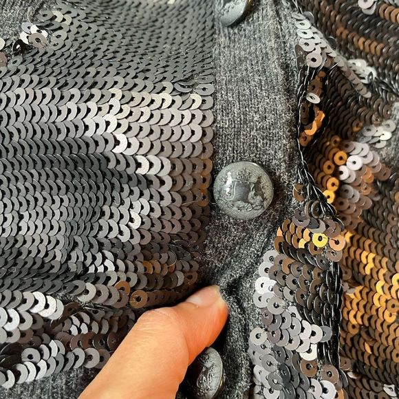 Robbi & Nikki Wool Cardigan M Black Sequined Sweater - Picture 9 of 13